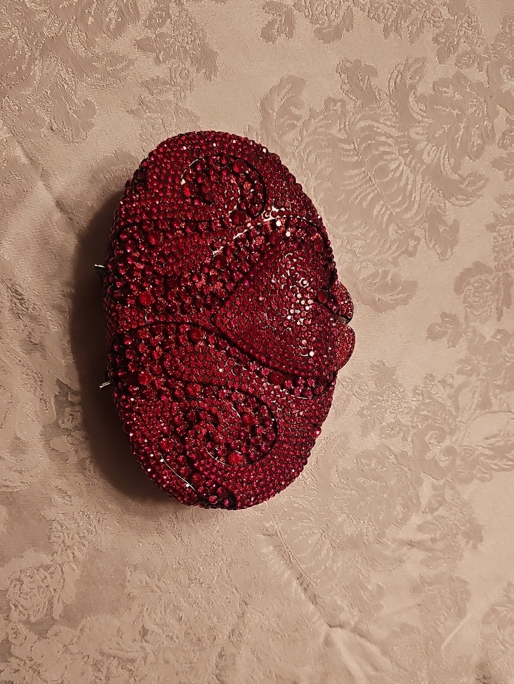 Red Crystal Embellished Oval Clutch - Women Accessories